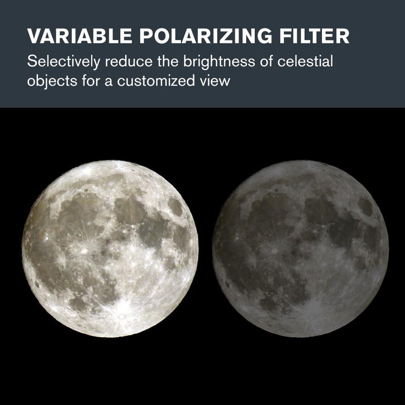 Celestron 94107 Variable Polarizing Moon Filter - Reduces Brightness and Glare, Compatible with 1.25" Eyepieces and Suitable for Lunar, Venus & Double Star Observation, Black - Image 2